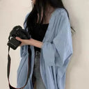 Oversized Blouse Dames Blauw