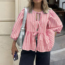 Oversized Blouse Dames Korte Mouw
