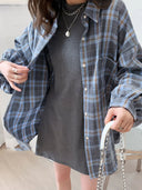 Blauw Oversized Hemd Dames