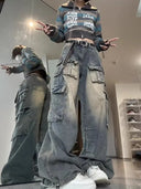 Cargo Jeans Dames Grijs
