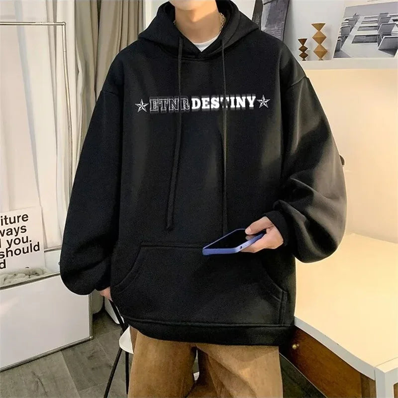 Heren Halloween print pullover lange mouwen casual hoodie ontspannen trekkoord capuchon hoodie voor mannen dik katoen grote maat heren zweetshirt, donkerblauw-A, M Heren Halloween print pullover lange mouwen casual hoodie ontspannen trekkoord capuchon hoodie voor mannen dik katoen grote maat heren zweetshirt, donkerblauw-A, M
