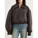Oversized Leren Bomberjack Dames